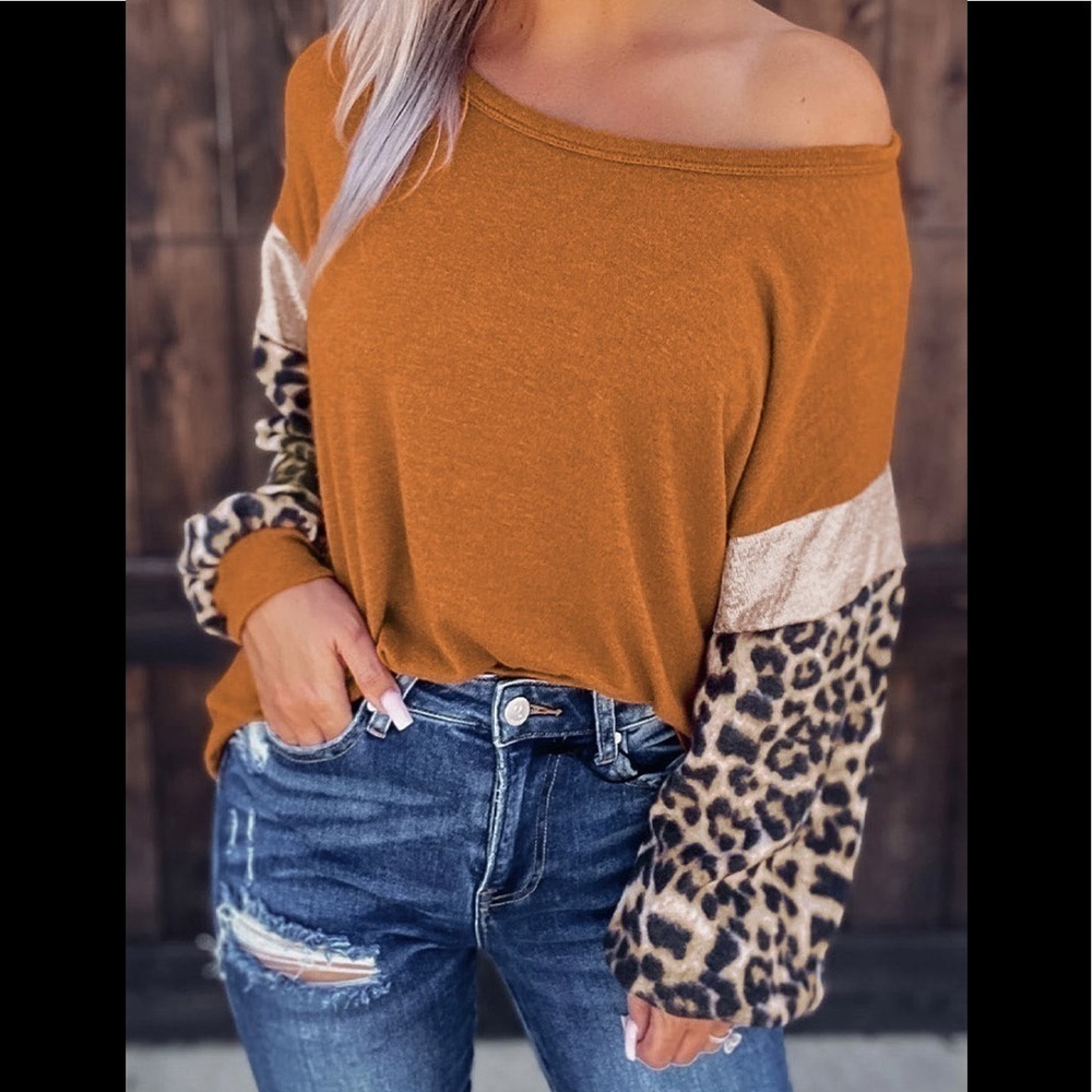 ✨ Leopard & Glitter Sleeve Top ✨